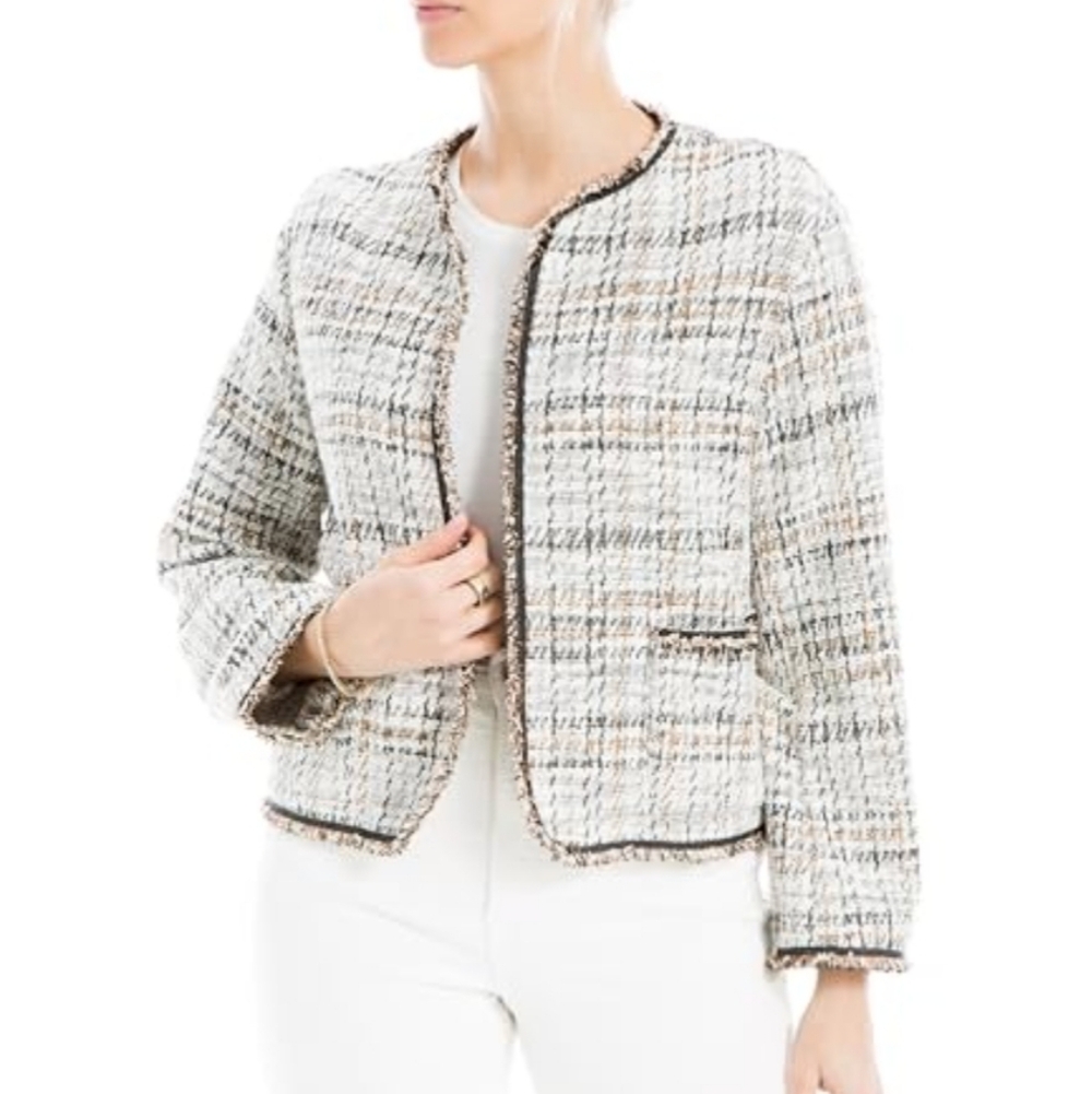NWT* Max Studio London Tweed Short Jacket Closure Cardigan Outterwear Sz Small